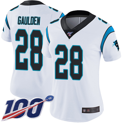 Carolina Panthers Limited White Women Rashaan Gaulden Road Jersey NFL Football 28 100th Season Vapor Untouchable